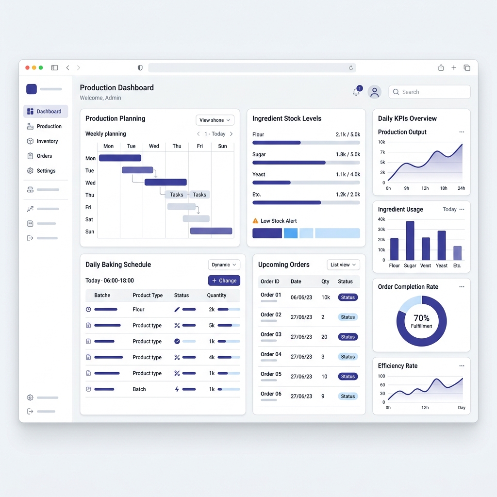Aperçu du Dashboard MyBakery